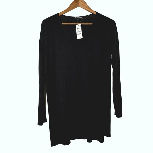 INC International Concepts V-Neck Black Pullover Sweater Long Sleeve Medium - Picture 1 of 5
